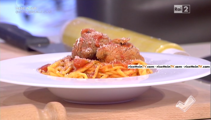 Detto Fatto  Ricetta spaghetti alla chitarra con ragù abruzzese con le  polpette di Beniamino Baleotti